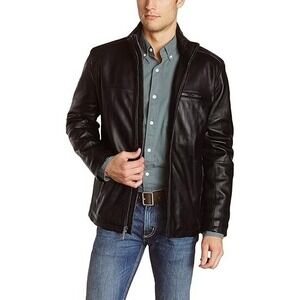 Laverapelle Men's Genuine Lambskin Black Leather Classic Jacket 1501135 (Large)